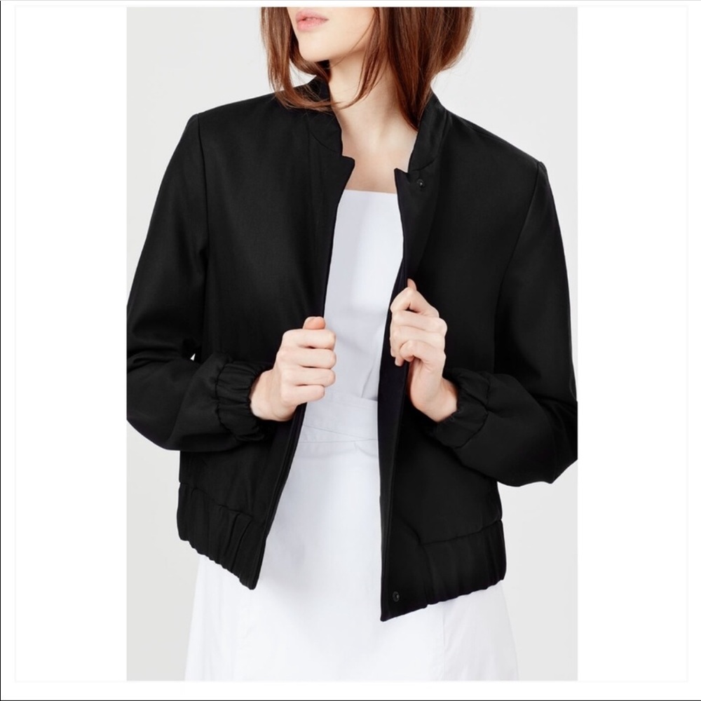 Cuyana black wool bomber jacket size small NWOT